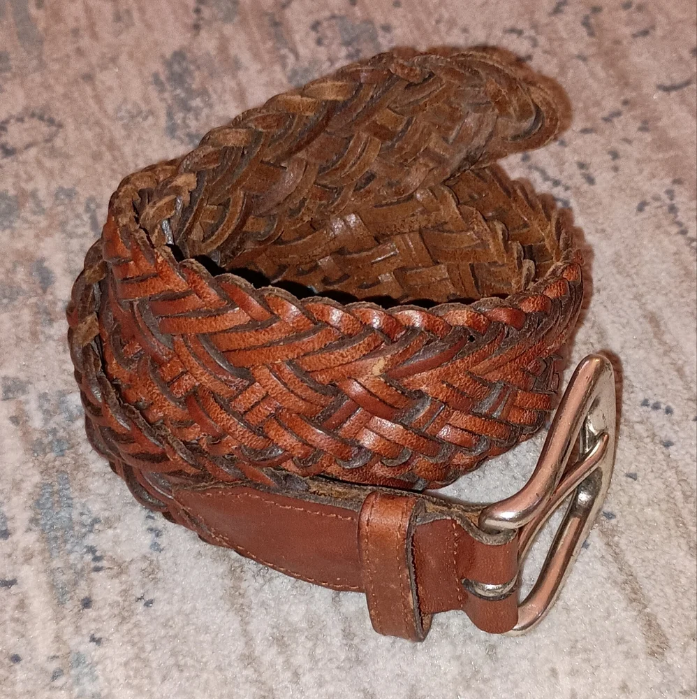 Fossil Vintage Brown leather woven women's belt Size Small